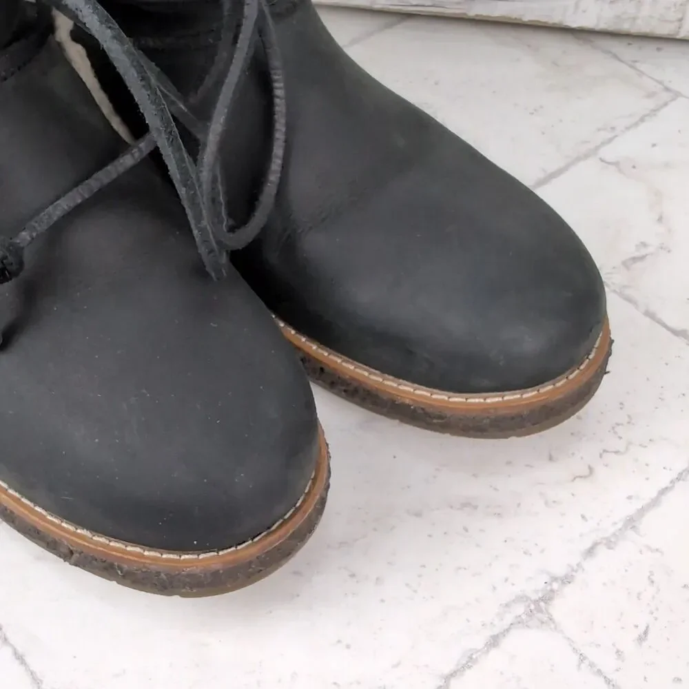 UGG Women's Luisa Water Resistant Leather Boots 1012545 Dark Gray Size 7 Winter